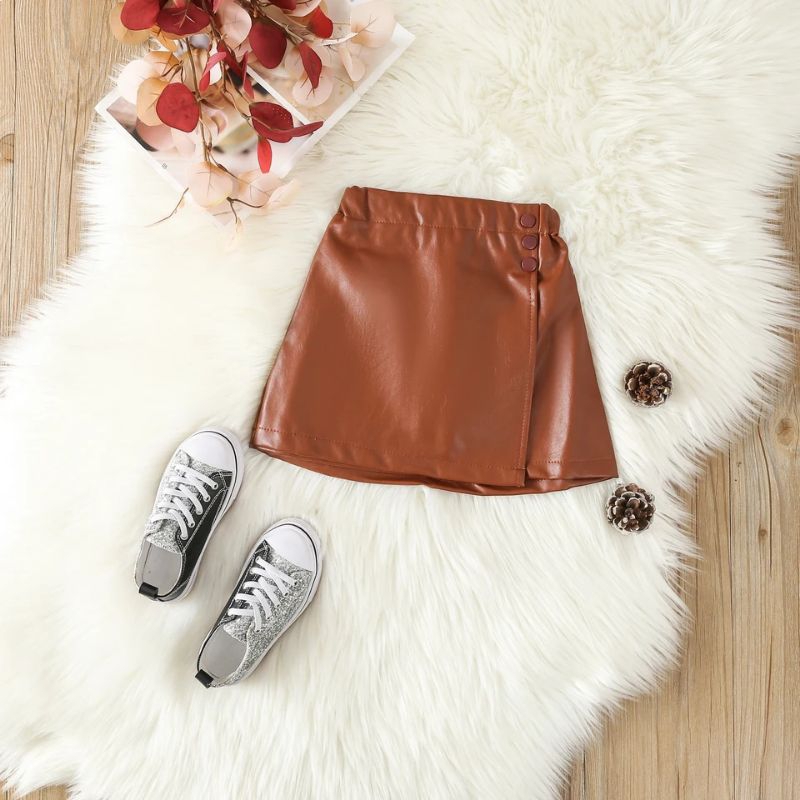 Rok anak perempuan / Rok mini anak perempuan / Rok Korean style anak / Rok kulit anak perempuan mode