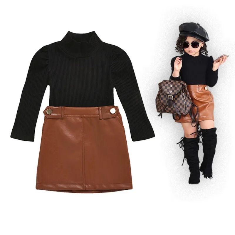 Rok kulit anak perempuan / Rok anak perempuan / Rok mini anak perempuan / Rok mini Korean style