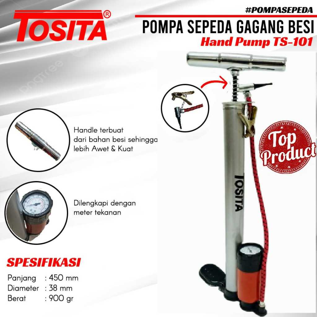 POMPA TABUNG TOSITA POLES POMPA BAN SEPEDA STAINLESS STEEL POMPA TABUNG SEPEDA POMPA SEPEDA POMPA BA