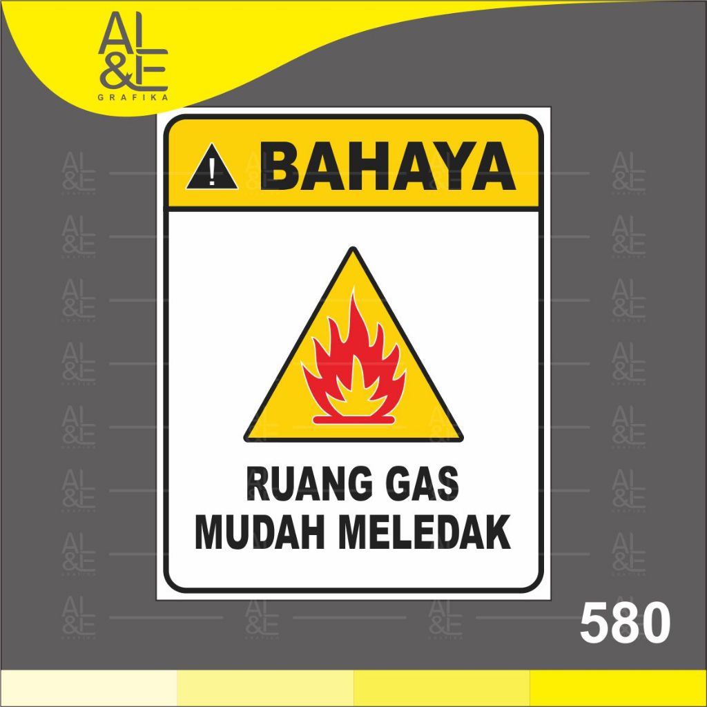 

580 - Stiker Bahaya Ruang Gas Mudah Meledak, Sticker Vinyl, Premium, Tahan Air