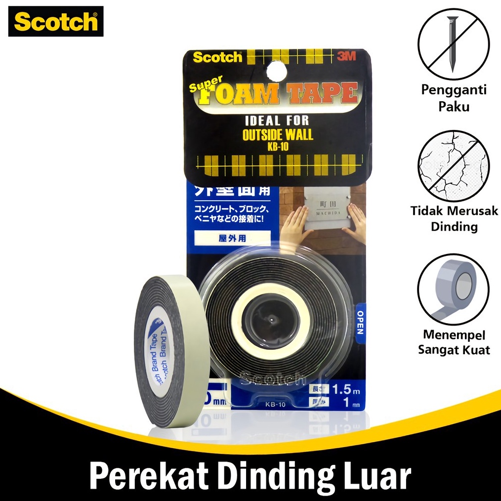 

3M Scotch Perekat Double Tape 1 Cm X 15 M Dinding Luar Outside Wall Double Tape Dobel Tip 3MKb1 KODE I3A4