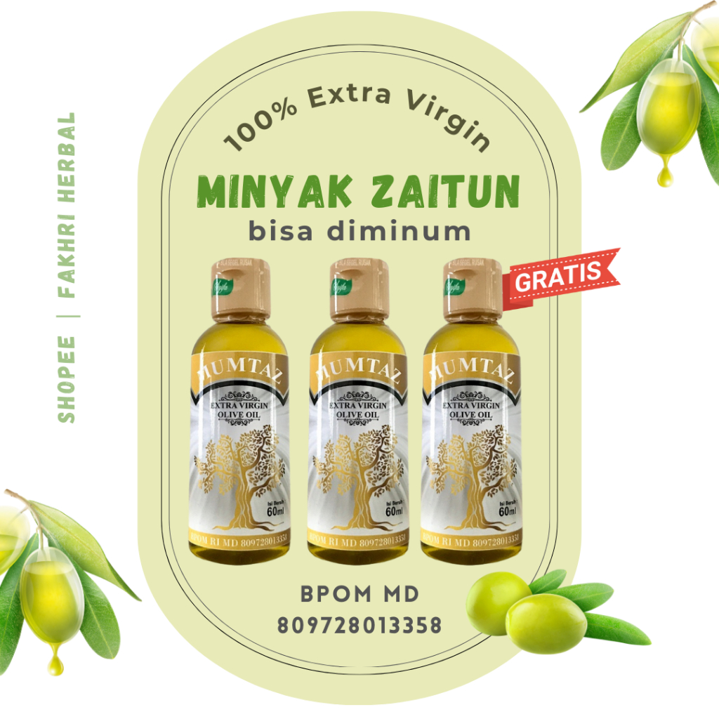 

Mumtaz Minyak Zaitun Extra Virgin Olive Oil Asli Jaitun Untuk Diminum 60 ml