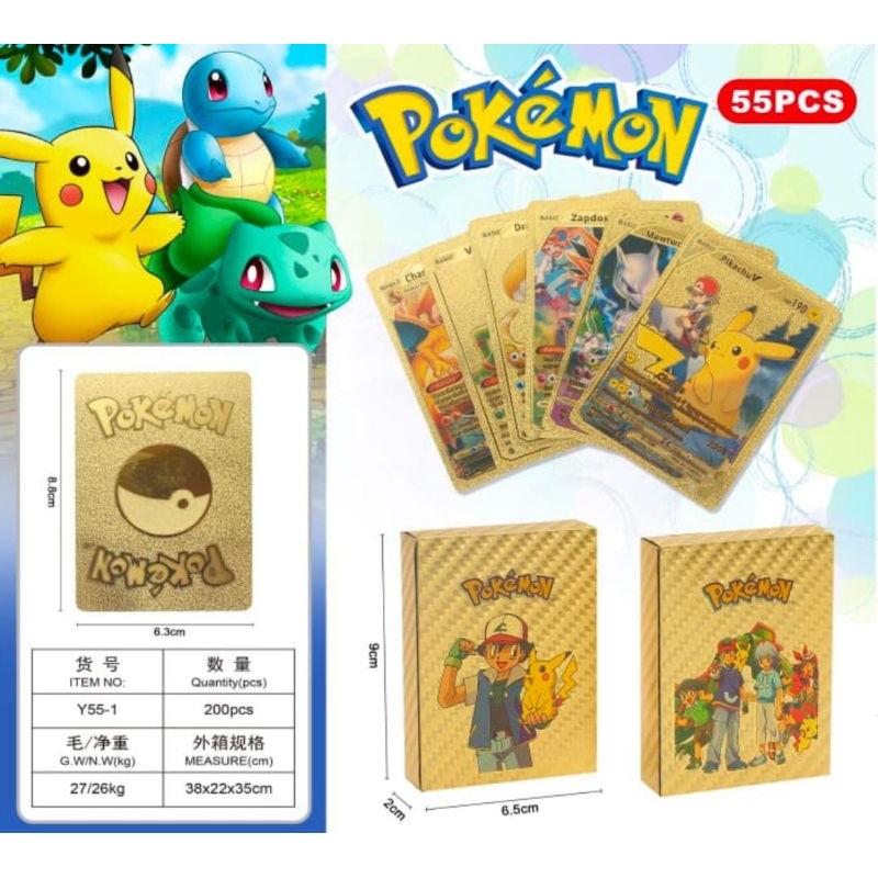 55 lembar KARTU GOLD KARTU POKEMON GOLDEN CARD(1pack 55lembar)