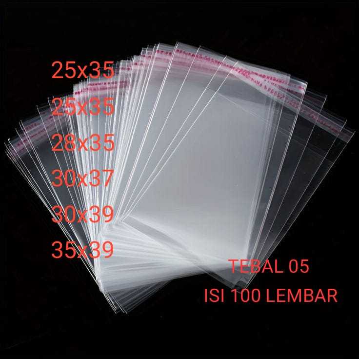 

PLASTIK OPP GARMEN ISI 100 PCS 05 25 MICRON 23x35 25x35 28x35 30x37 30x39