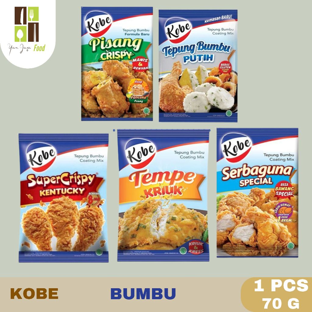 

Kobe Tepung Bumbu Pisang/Putih/Super Crispy/Tempe/Serbaguna 70g/Nasgor 20g 1PCS