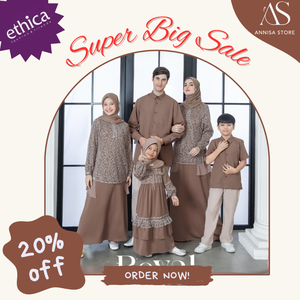 BAJU SARIMBIT KELUARGA ETHICA ROYAL 16 SHADOW BROWN / GAMIS KAGUMI 314, GAMIS ANAK KAGUMI KIDS 163, 