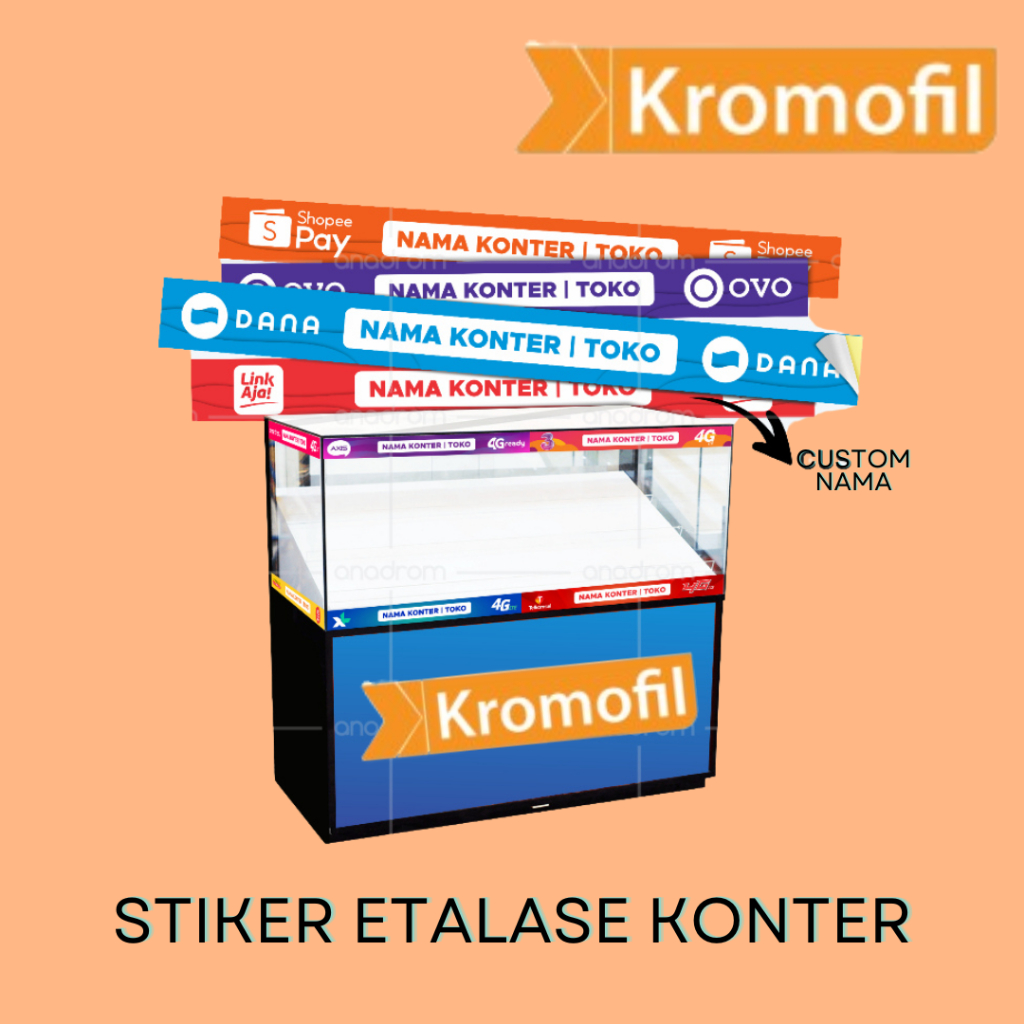 

Sticker Etalase Konter Besar Size 45x5 Cm | Sticker Kaca Etalase | Kromofil Printing