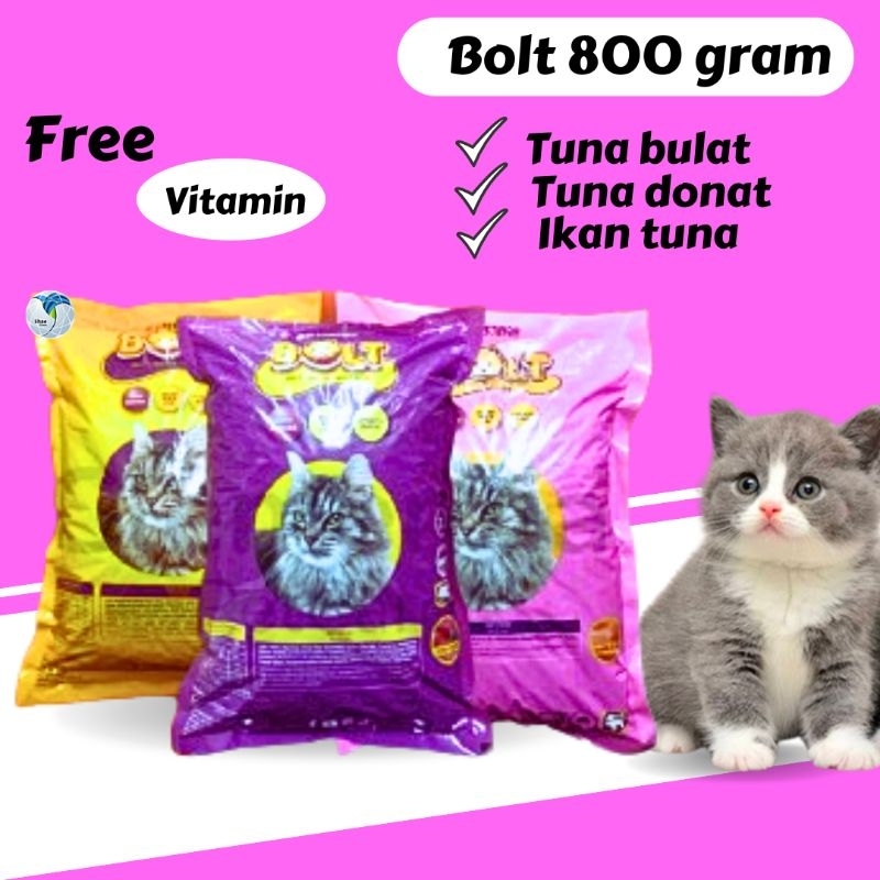 Bolt Pakan Makanan snack Kucing Kering Bolt Tuna ikan Bolt Donat Tuna Bolt Tuna Bulat Gratis Vitamin