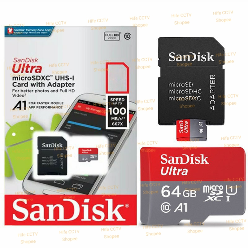 Memori Card 64GB Sandisk Ultra Ip Camera HP Mmc Micro SD