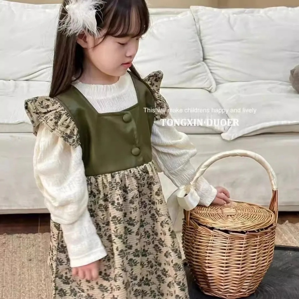 Dress Anak Perempuan Usia 1-4 Tahun | Fashion Trendy Anak Cewek Dress Motif Bunga – Bunga Lengan Pan
