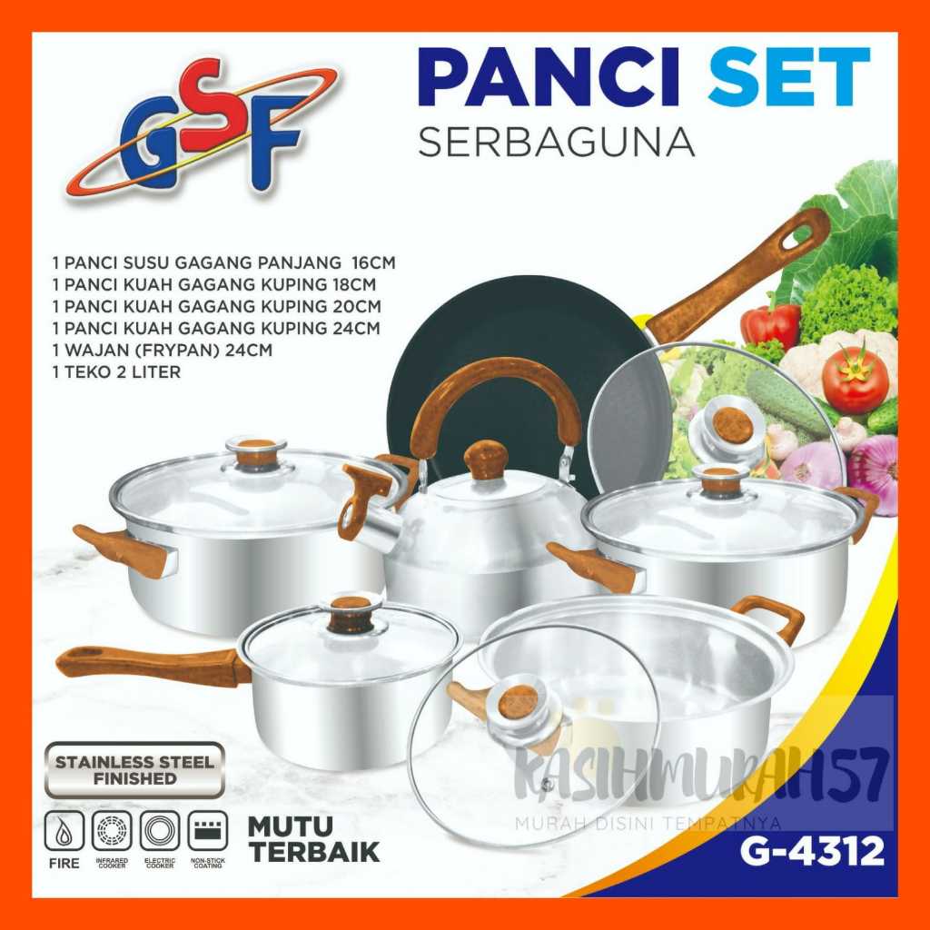 PANCI SET GSF G-4312 / PANCI SET SERBAGUNA 12PCS GSF G 4312 / PANCI WAJAN TEKO SET 12 PCS STAINLESS 