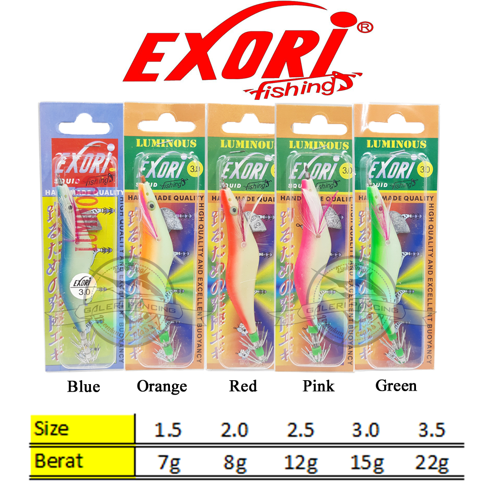 Umpan Cumi Exori Squid Jig Luminous 1.5 2.0 2.5 3.0 3.5