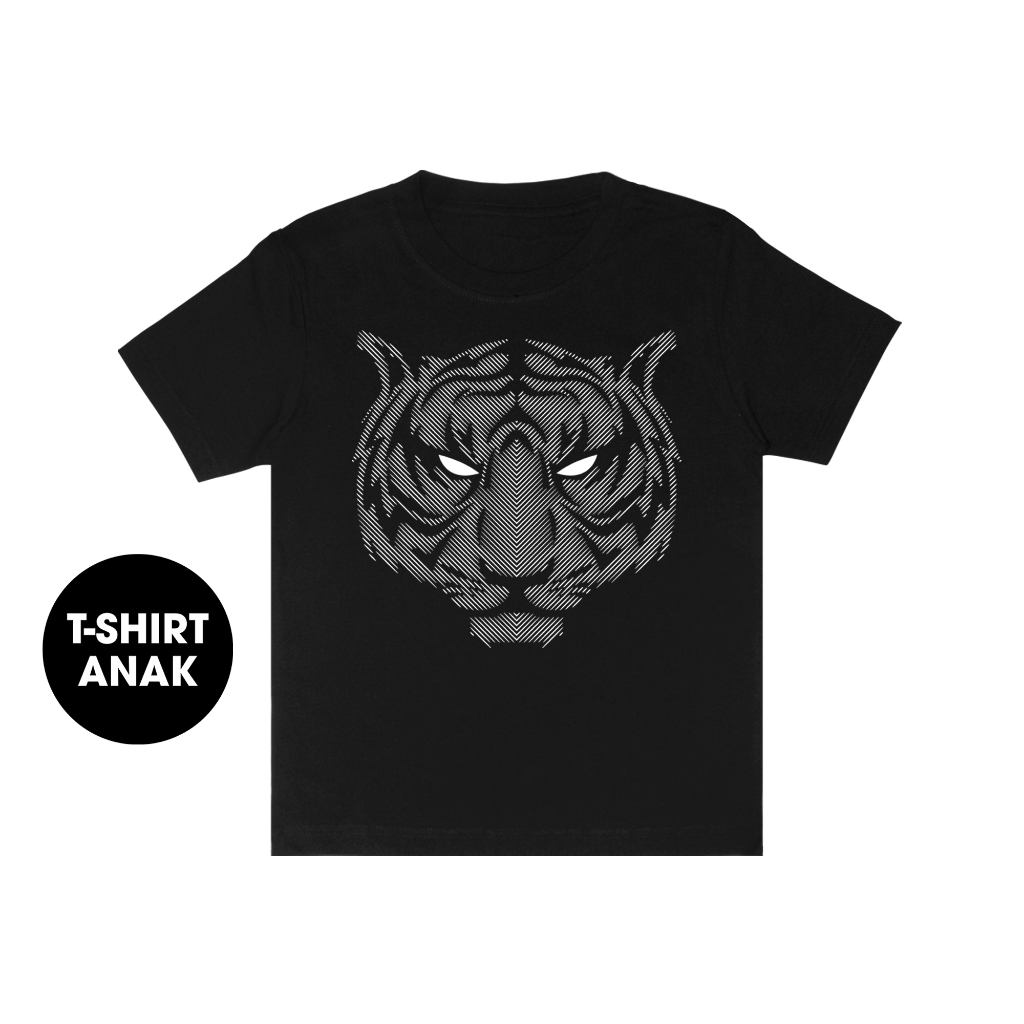 Someone T Shirt Kids Glow In The Dark Black 046A Tiger Baju Kaos