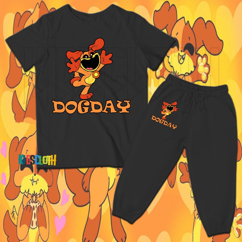 BISA COD FREE NAMA SETELAN KAOS JOGER ANAK SMILING CRITTERS DOGDAY ONE SET BAJU ANAK JOGER ANAK SMIL