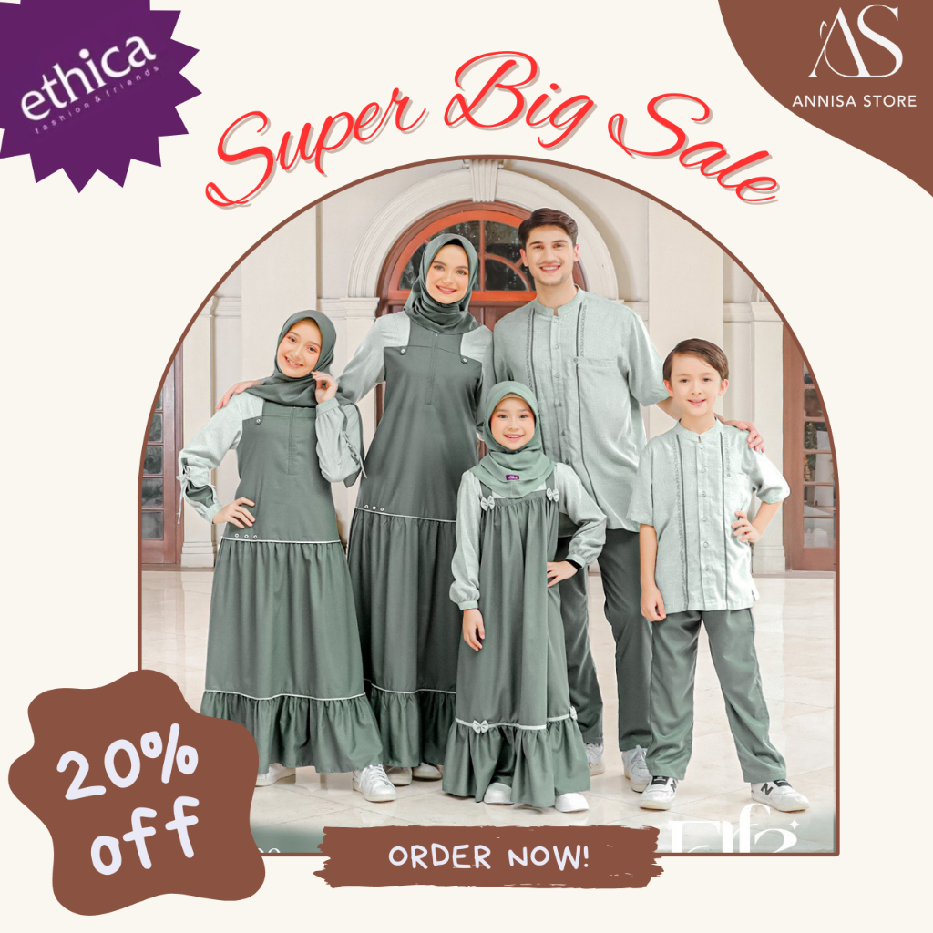 BAJU SARIMBIT KELUARGA ETHICA  ELFA 299 GRASS GREEN / BAJU SARIMBIT COUPLE KELUARGA ETHICA ELFA DELI