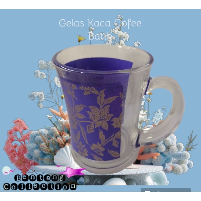 Gelas Kaca Kopi Batik. 4Pcs