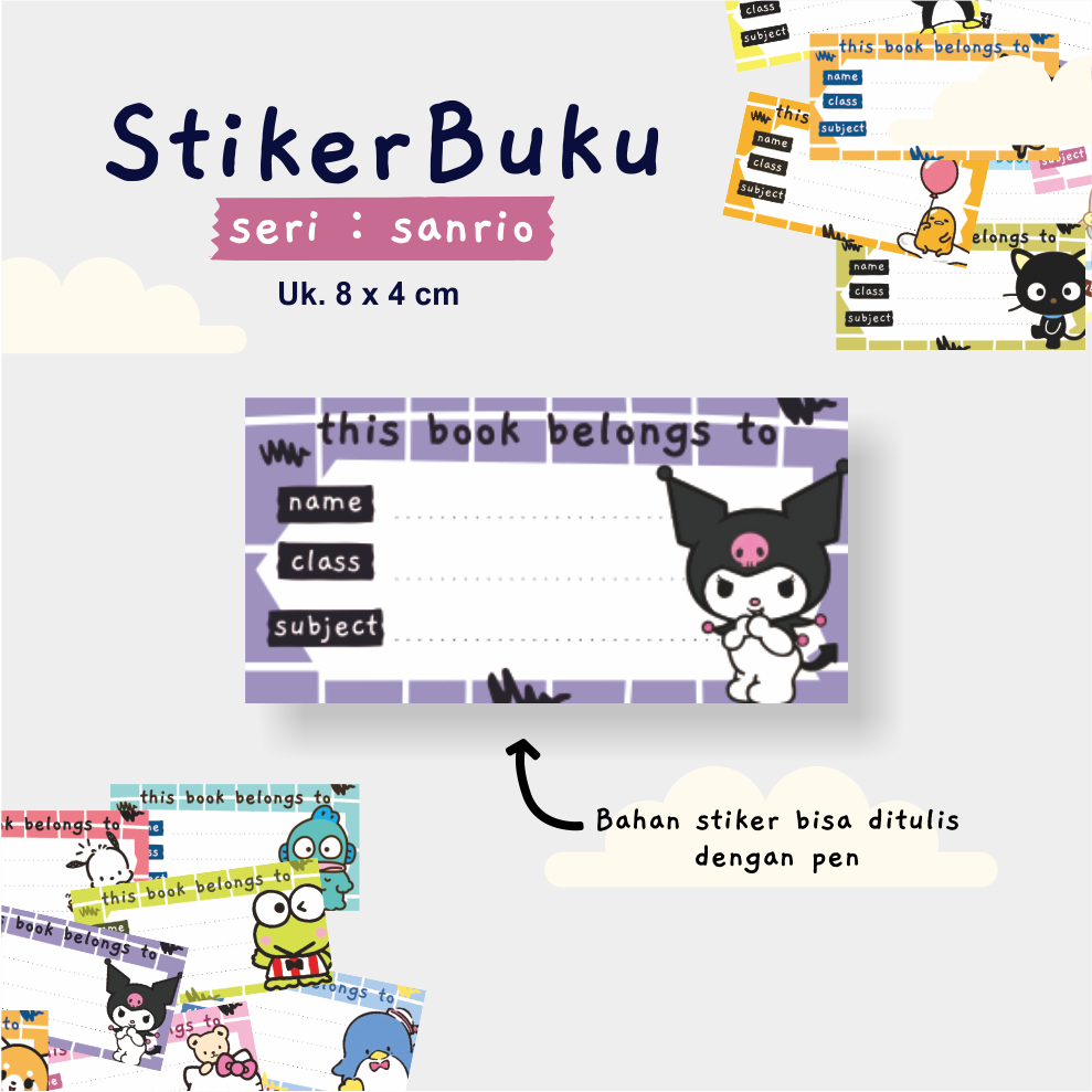 

(isi 10) Stiker Label Buku Sanrio Kartun Cute Kuromi Hello Kitty Cinnamoroll