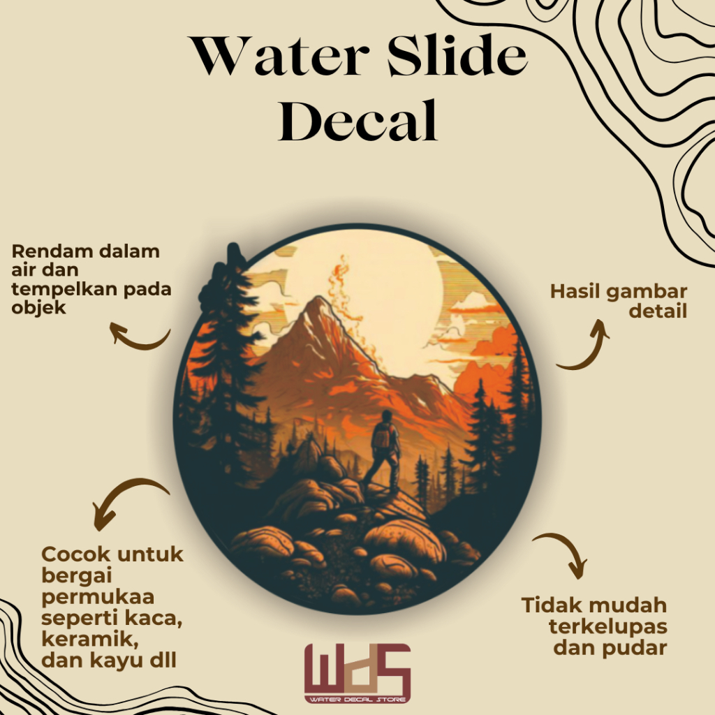 

WATER SLIDE DECAL GUNUNG / DECAL AIR / STIKER AIR / MERCHANDISE