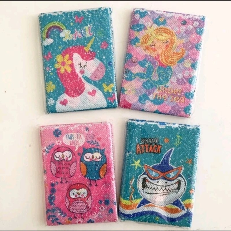 

COD BALI Notebook Sequin Flip Gambar Berubah Buku Notebook Anak Buku Diary Anak Buku Catatan Note Kado Ulang Tahun Kado Anak