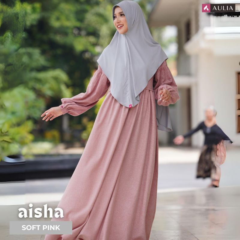 BAJU GAMIS AULIA FASHION TERBARU KATUN MADINA ADEM BUSUI NYAMAN POLOS PINK UNGU