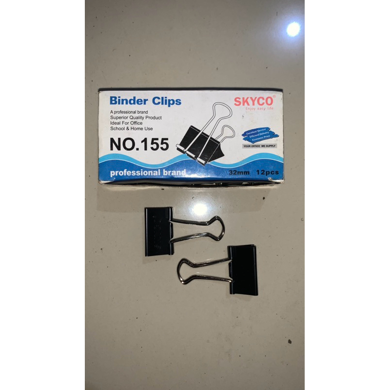 

Klip Binder Hitam (Black Binder Clip) No.155 isi 12 pcs | skyco