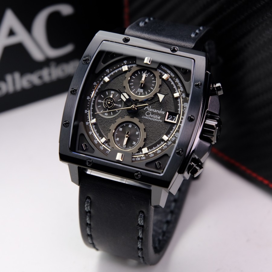 ORIGINAL Jam Tangan Pria Alexandre Christie AC 6376 / AC6376 Garansi 1 Tahun - Tali Kulit