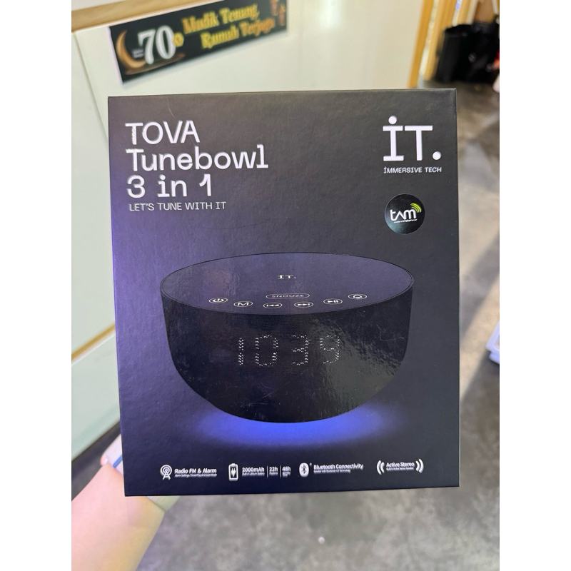 SALE SPEAKER IT TOVA TUNEBOWL 3 in 1 WIRELESS FM RADIO BLUETOOTH TERMURAH DISKON TANPA KABEL ALARM J