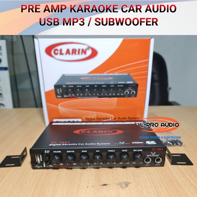 Pre amp karaoke car audio CLARIN CL1001 system usb mp3 player pre amp mobil