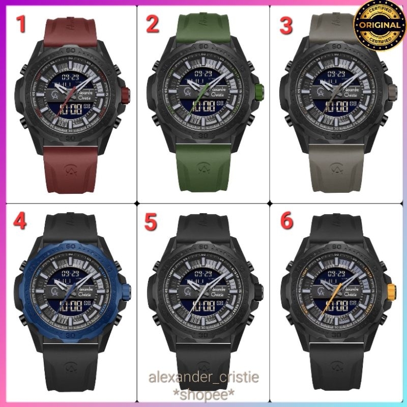 [ PROMO ] ORIGINAL GARANSI RESMI 1 TAHUN JAM TANGAN PRIA ALEXANDRE CHRISTIE DIGITAL RUBBER STRAP COW