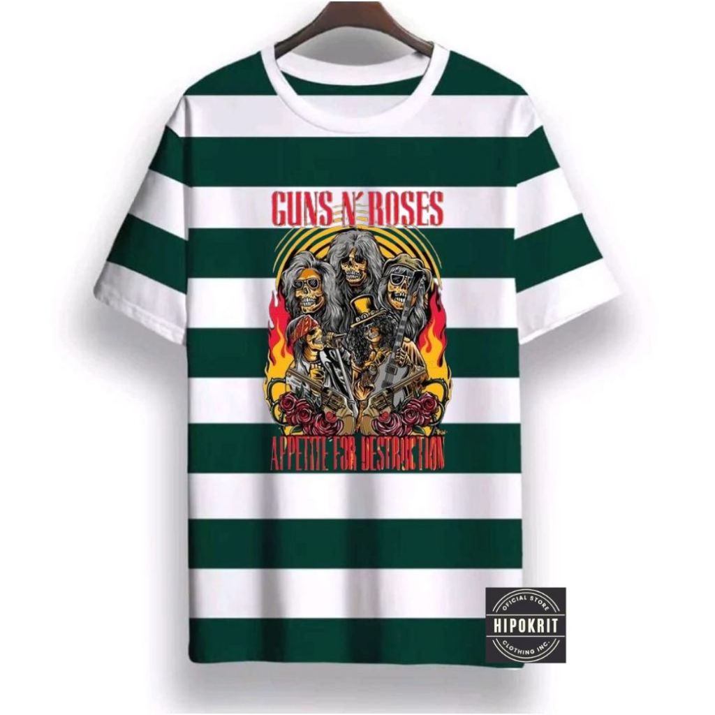 Hipokrit T-Shirt Oversize Reguler Casual Basic Motif Guns N Roses Salur Original Distro