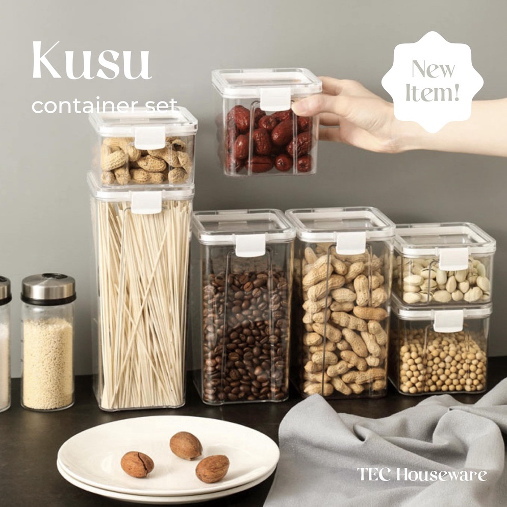 Promo besar TECKUSU Kotak toples Penyimpanan Makanan Sebaguna Putih Kedap Udara Tempat Penyimpanan C
