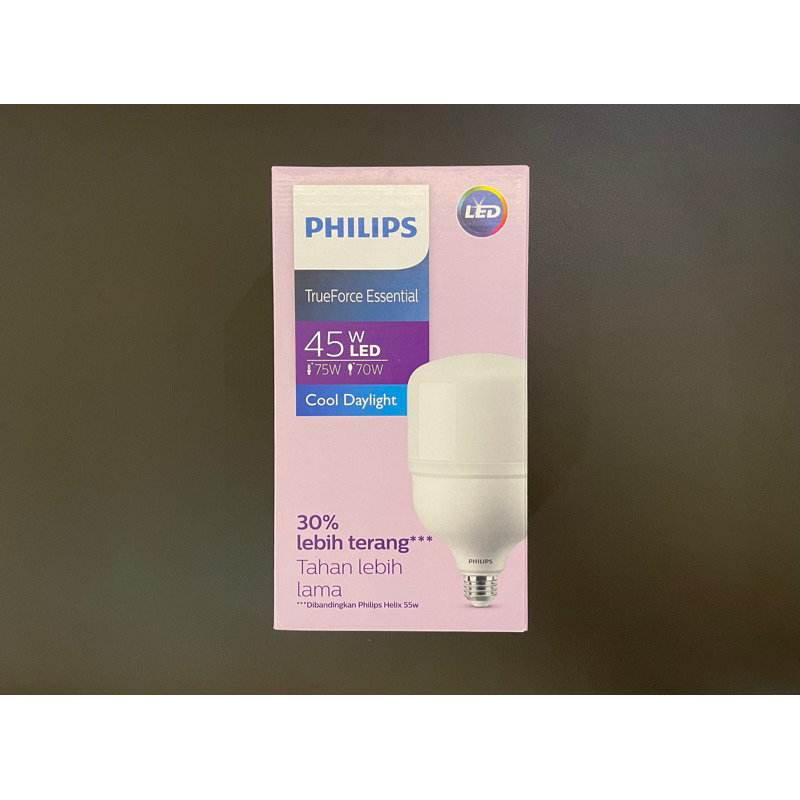 Philips T Force Essential Led 45W 45Watt E27 Putih - Lampu Ekonomis