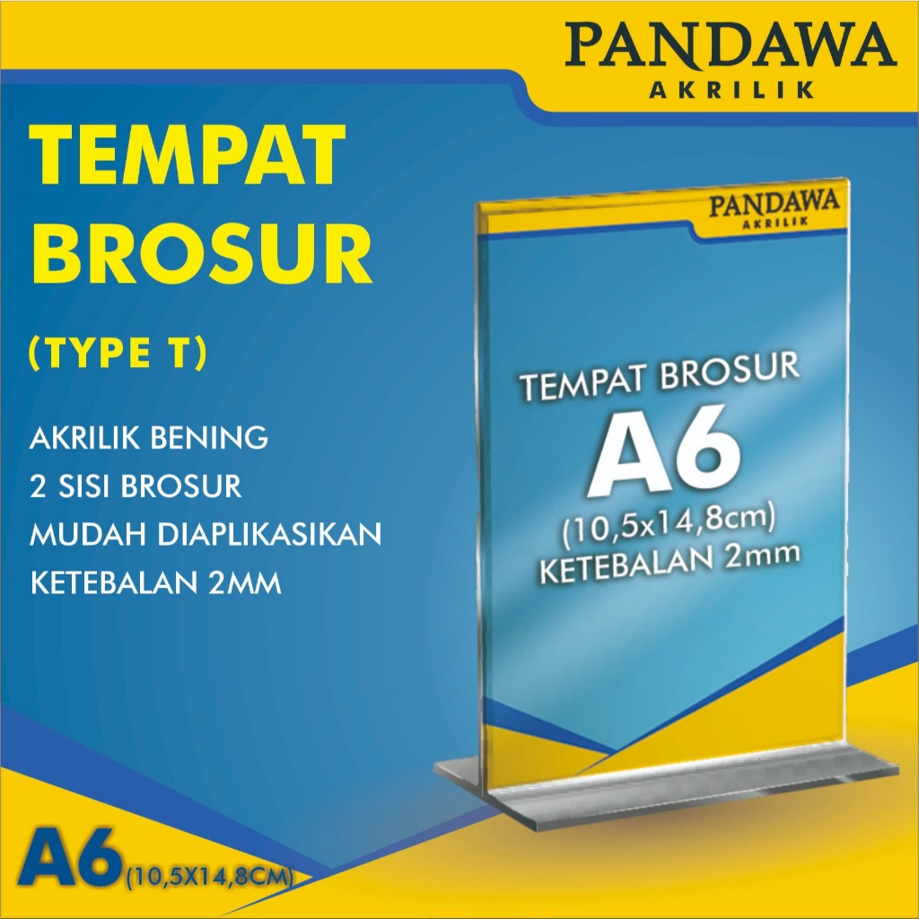 

TEMPAT BROSUR A6 TEBAL 2MM PORTRAIT 2 SISI / TENT HOLDER / TENT AKRILIK STAND