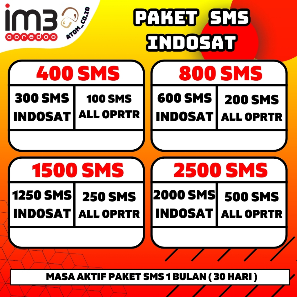 Paket SMS Indosat - IM3 - Mentari - Paket SMS Termurah