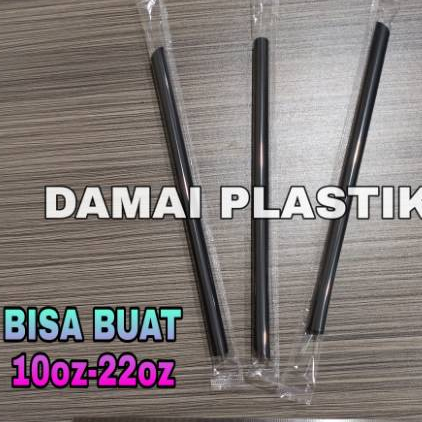 SEDOTAN PLASTIK 8MM 21CM Sedotan Bubble Boba Cochoc Steril Bungkus Plastik Hitam 8 mm 21 cm BENING