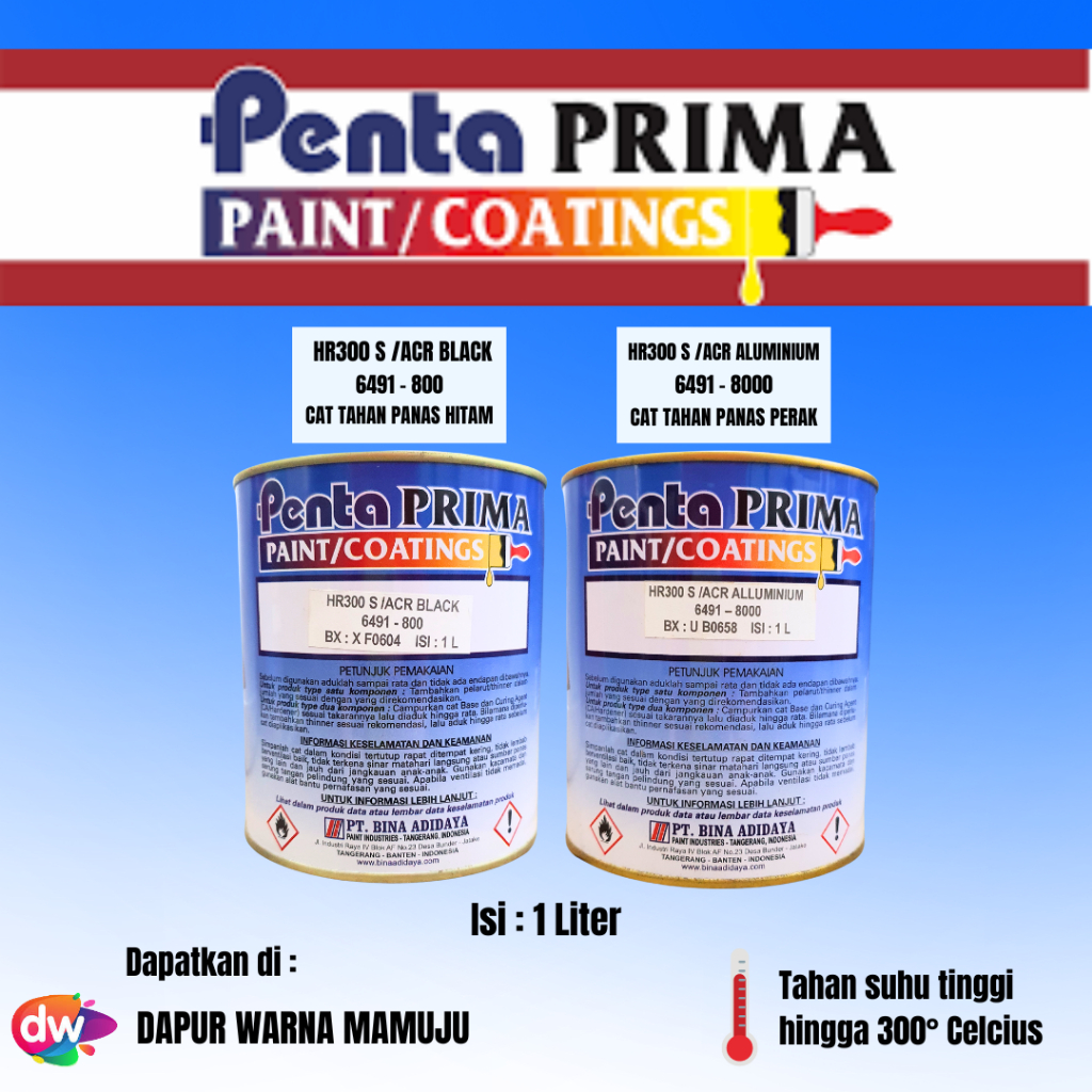 [Sulsel-Sulbar] Penta Prima Heat Resistant HR300 (Cat Tahan Panas Penta Prima) Kemasan 1 Liter