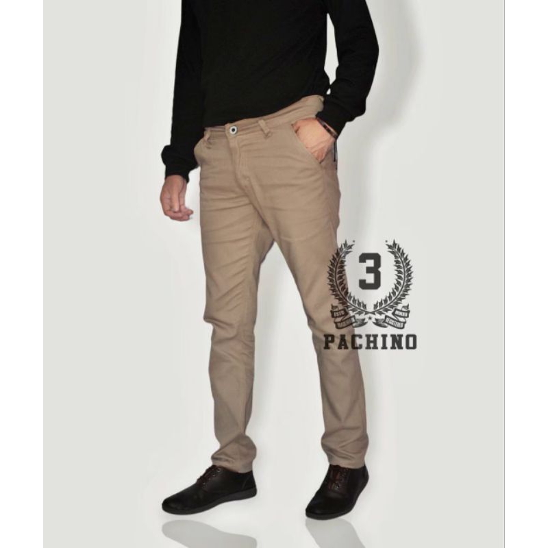 celana jeans pria chino slim fit stretch panjang warna cream