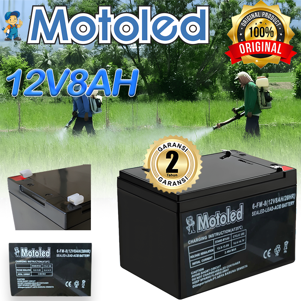 MOTOLED ASLI Aki Tangki Semprot 12V 8AH Kemasan tebal Aki Semprotan Pertanian/Aki UPS/Aki Sprayer