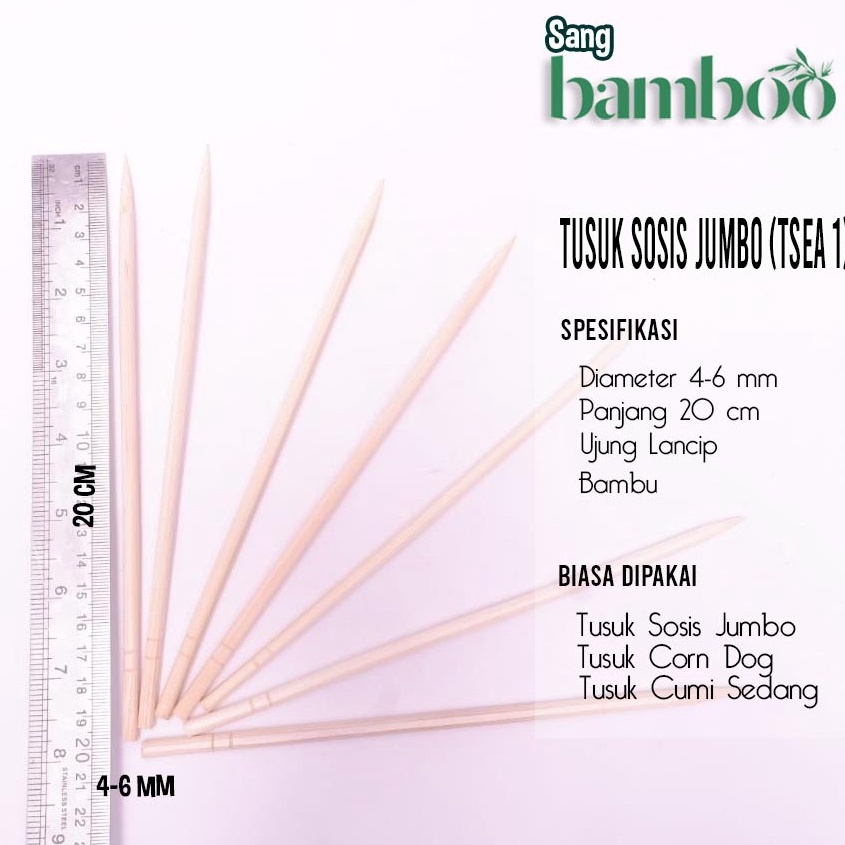 Promo Max Tusuk CORNDOG isi 1 tebal 5 mm panjang 2 cm tusuk HottangSosis JUMBO dari bambu untuk tusu