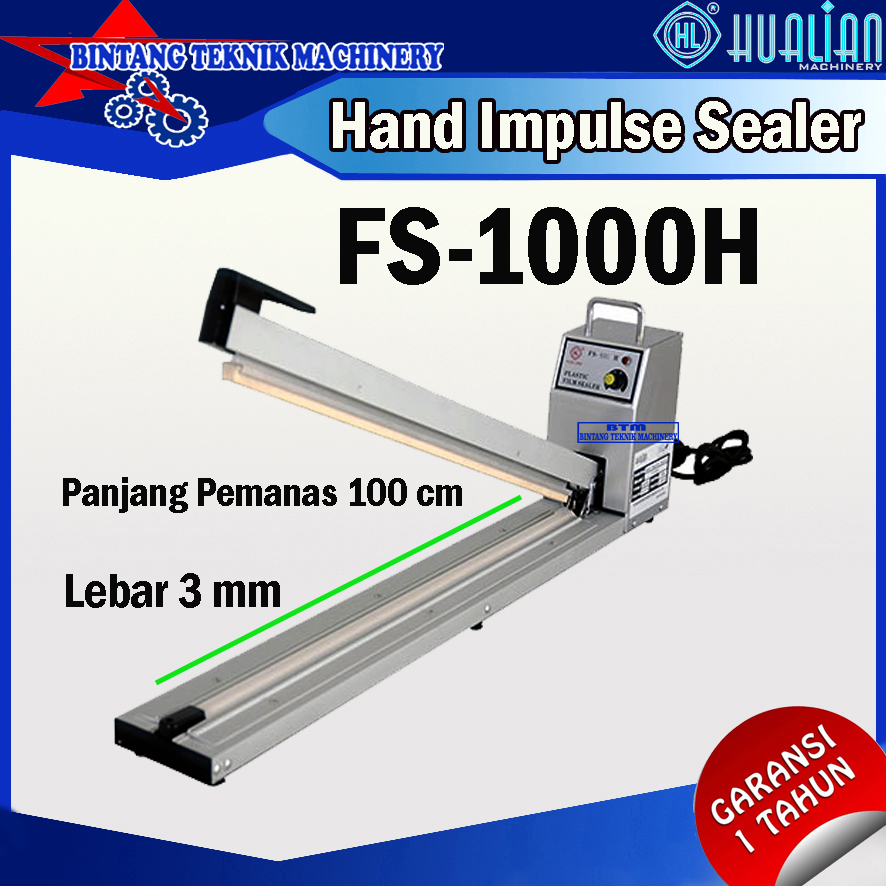 Hand Impulse sealer FS-1000 H mesin sealer plastik panjang 100 cm