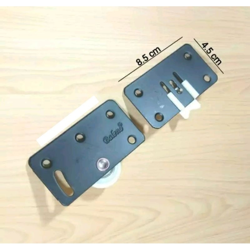 Roda Pintu Lemari Geser / Sliding 380 Pasangan Rel Timbul