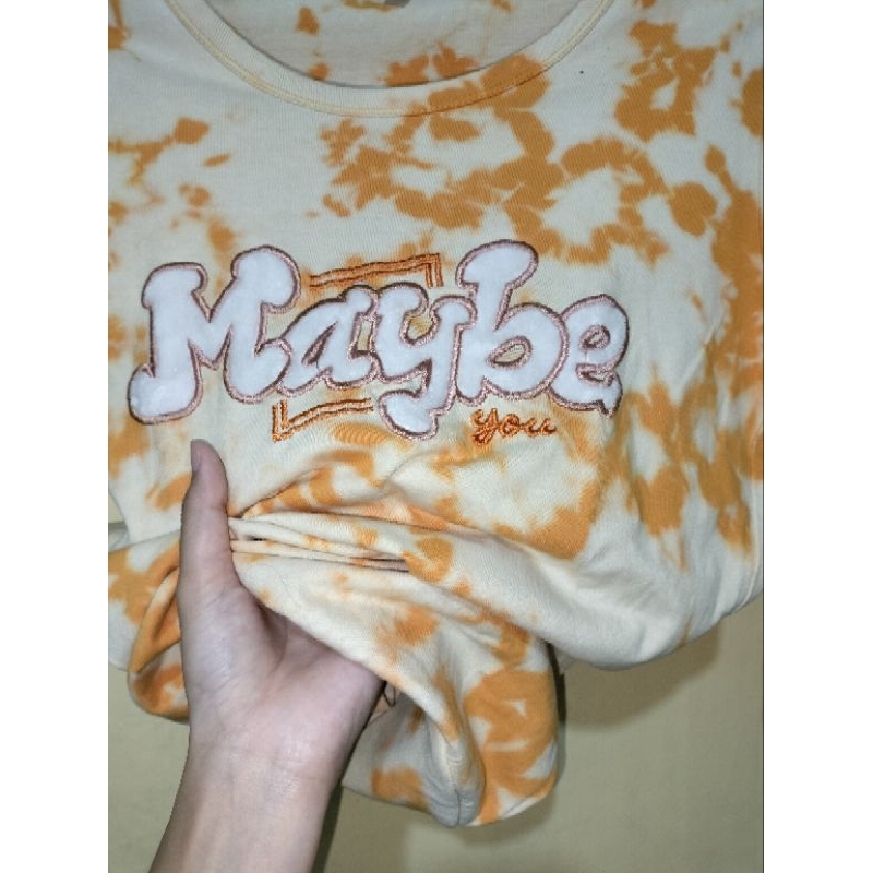 Preloved Sweater tie die warna soft yellow mix orange