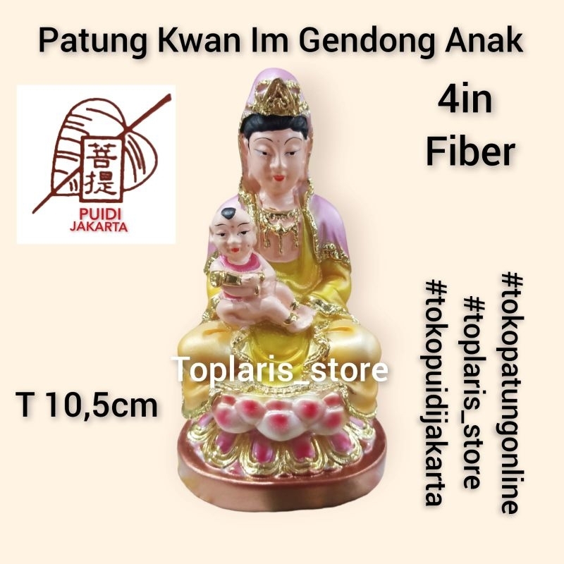 Patung Kwan Im Anak Fiber 4in