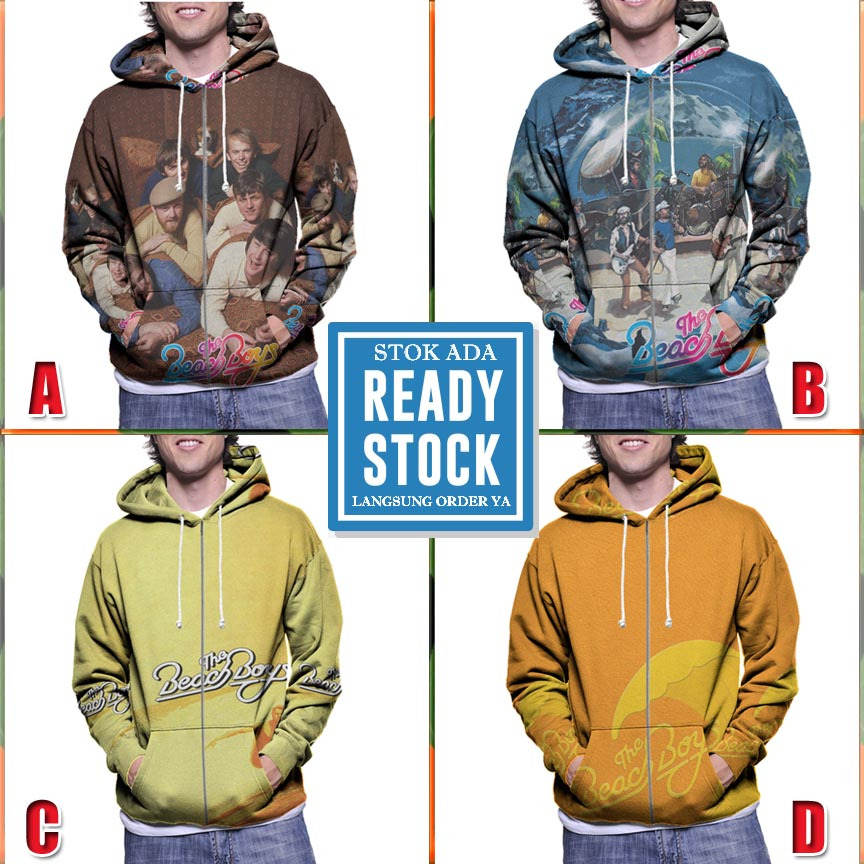 Zipper Hoodie Beach Boys Hoodie Fullprint Bahan Polyester Jersey | Size S M L XL XXL 3XL | Hoodie Ri