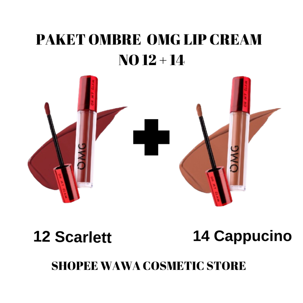 WAWA - OMBRE OMG LIP CREAM NO 14 CAPPUCINO + 12 SCARLETT