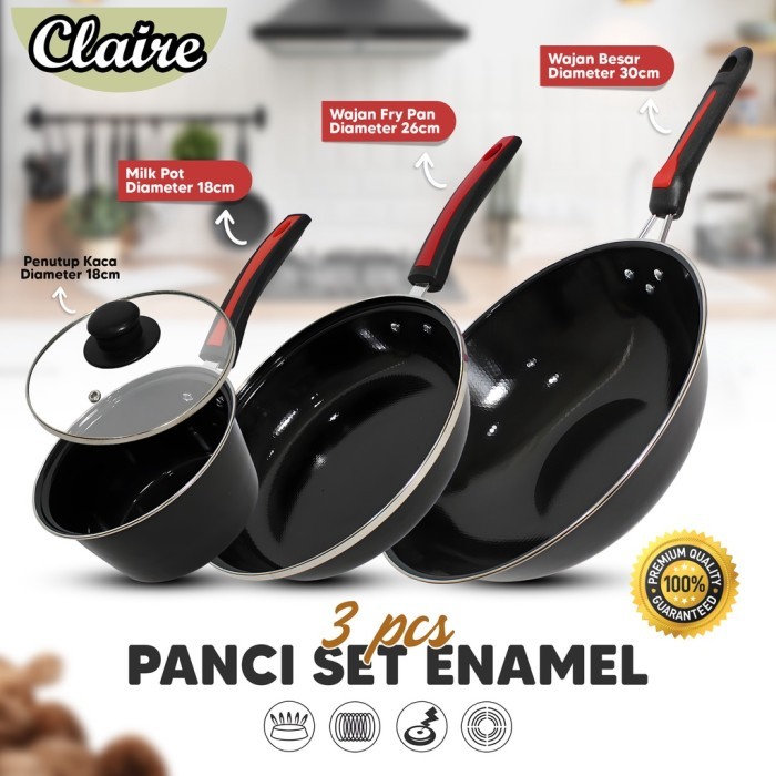PANCI SET ENAMEL 3 PCS TUTUP KACA