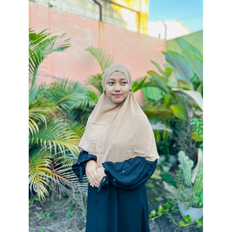 Hijab Instan Bergo Crinkle Tali Tanpa Ped XL