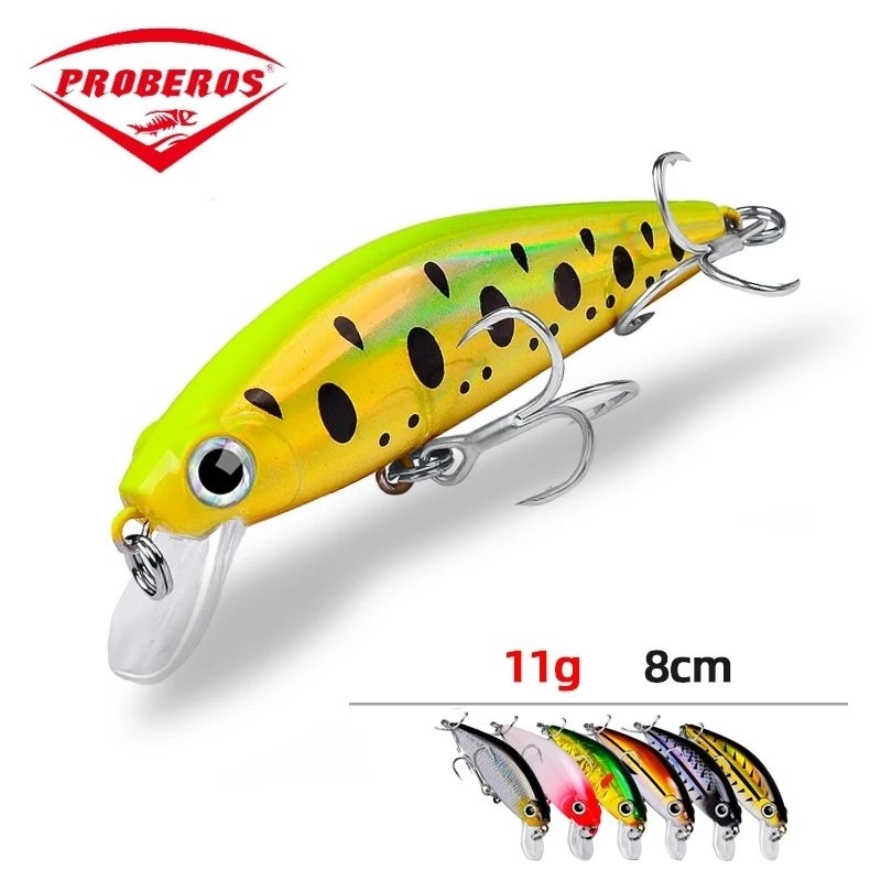 Minnow Proberos DW457 8cm 11gr Sinking Hook BKB 3x strong