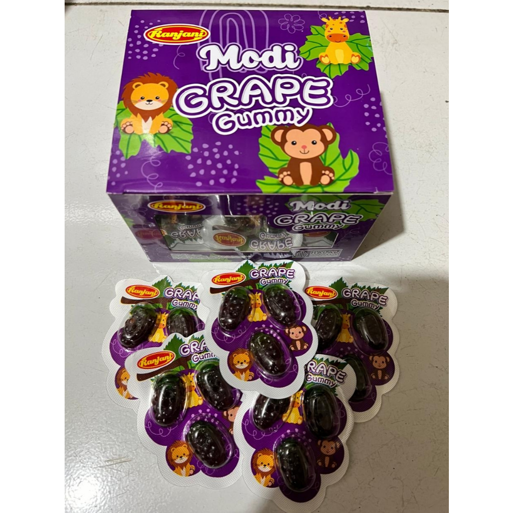 

Ranjani MODI GRAPE Gummy Candy Permen Bentuk Buah Anggur 1Pak isi 24 Pcs