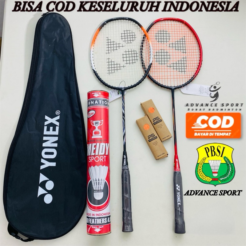 RAKET BADMINTON BULUTANGKIS KOMPLIT LENGKAP SIAP PAKAI 2 RAKET + 1 SLOP KOK